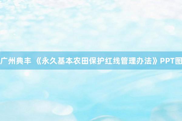 广州典丰 《永久基本农田保护红线管理办法》PPT图